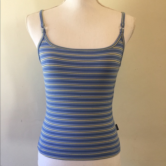 Guess Tops - Guess tank top blue white yellow stripes small